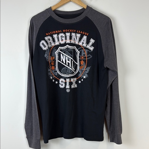 NHL Black and Gray Original Six Long Sleeve Tee - Picture 1 of 7